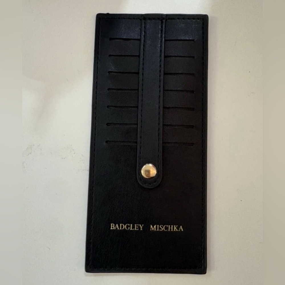 Badgley Mischka Black Leather Key & Card Holder